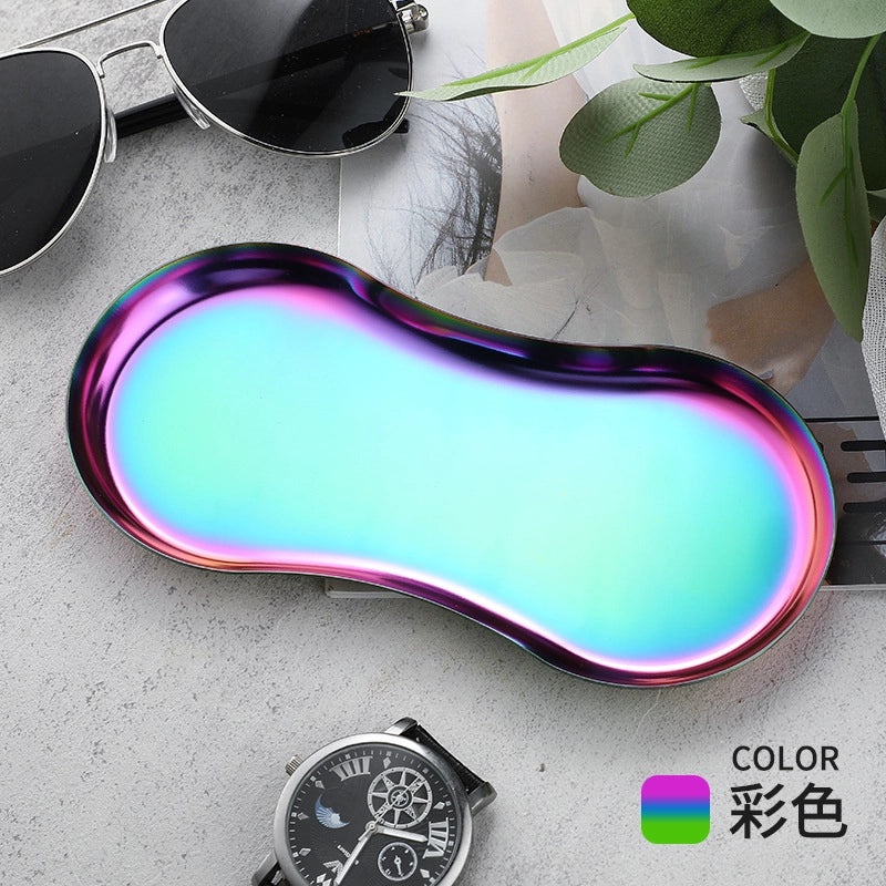 Glasses Shaped Stainless Steel Jewelry and Cosmetic Tray for Bedroom Home Use | Home Decor & Storage