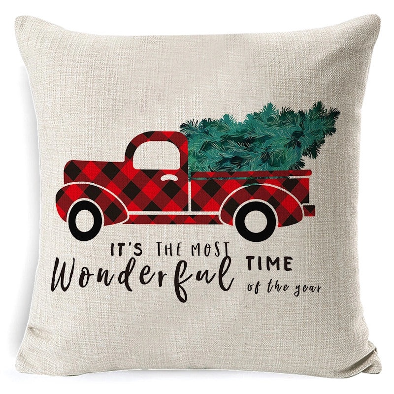 Christmas Linen Pillow Cover for Living Room Office Car Sofa Waist Cushion|Home Decor Cushions