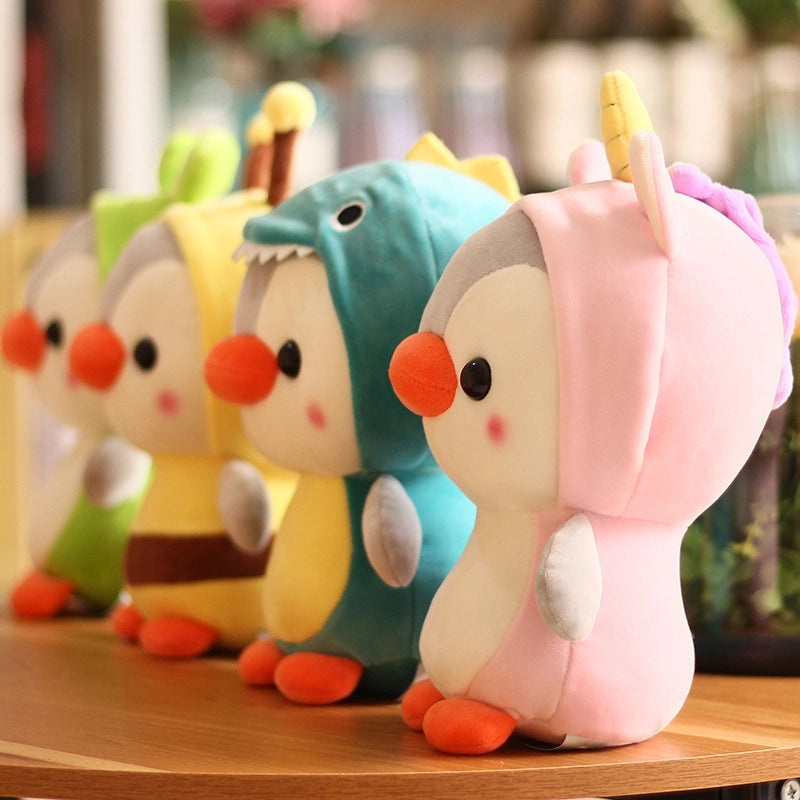 Cute Penguin Plush Toy with Dinosaur Frog Transformation and Trumpet Grab | Plush Toys