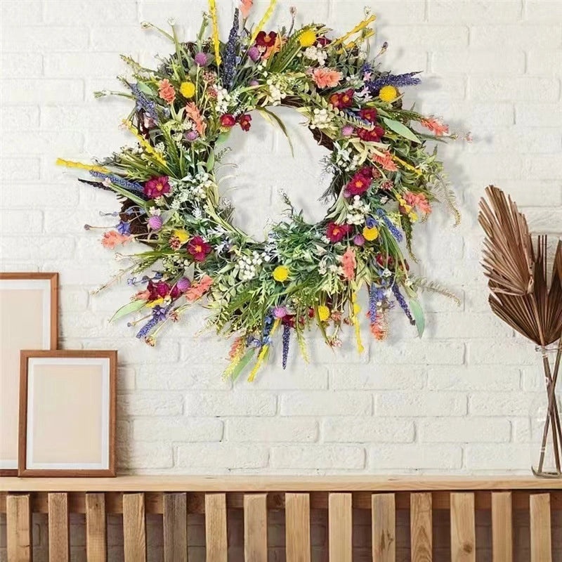 Texas Wildflower Artificial Wreath for Home Wall and Door Decoration | Seasonal Holiday Decor