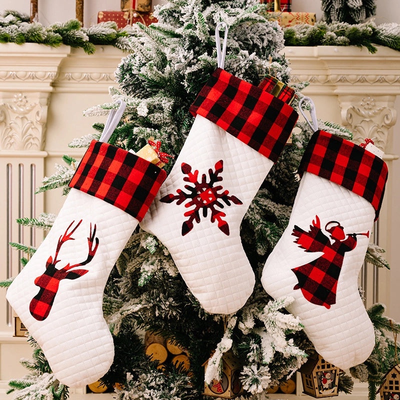 Christmas Cute Lattice Christmas Socks Polyester Hanging Ornaments for Holiday Party|Home Decor