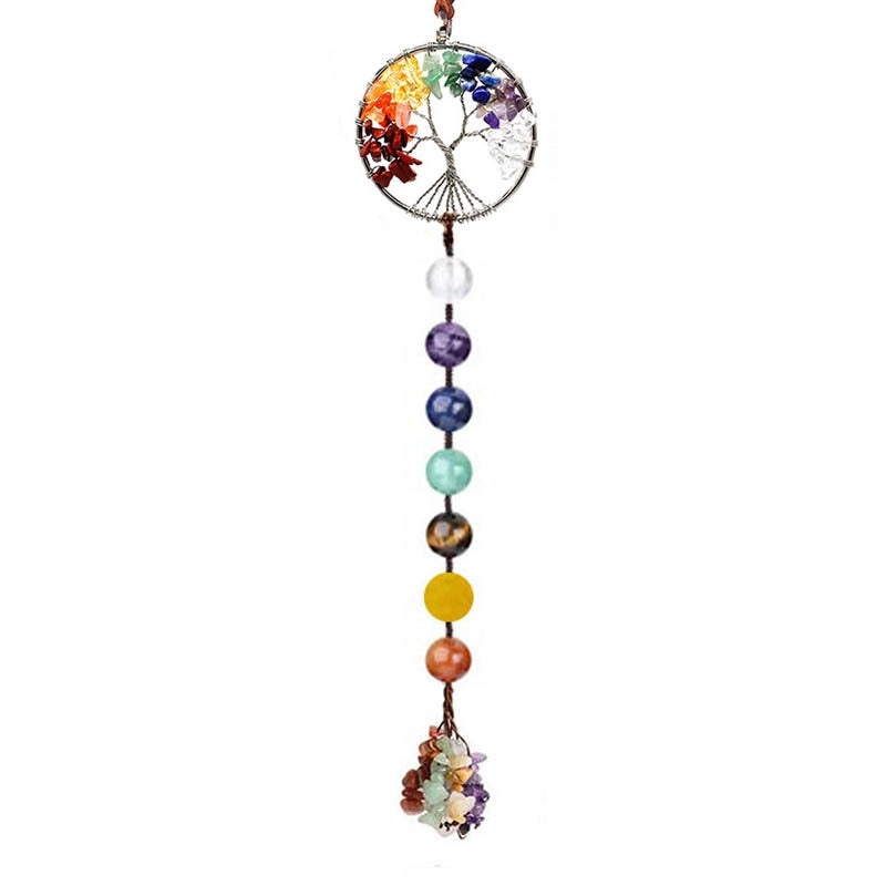 Natural Gravel Lucky Tree Dreamcatcher Car Pendant Round Beads Woven Yoga Curtain Ornament | Car Accessories