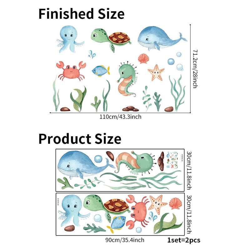 Tortoise Starfish and Seahorse PVC Wall Decals for Casual Beach Decor|Home Decor Wall Stickers