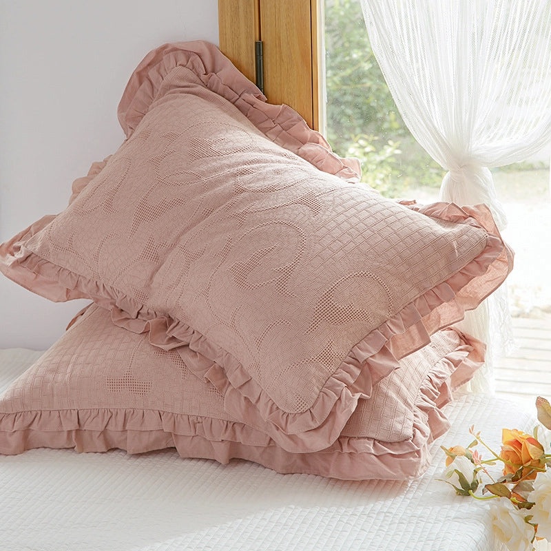 European Style Pure Cotton Waffle Lace Large Pillowcase Envelope Design Non-slip Non-shedding|Home Textiles Bedding