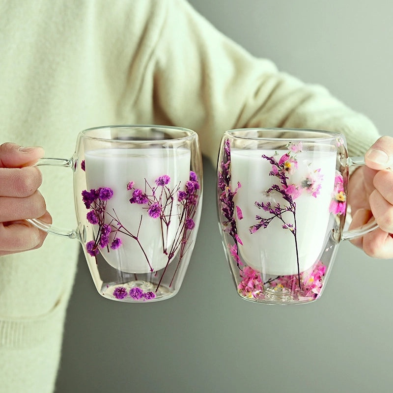 Floral Borosilicate Glass Mug for Vacation & Everyday Use | Drinkware & Mugs