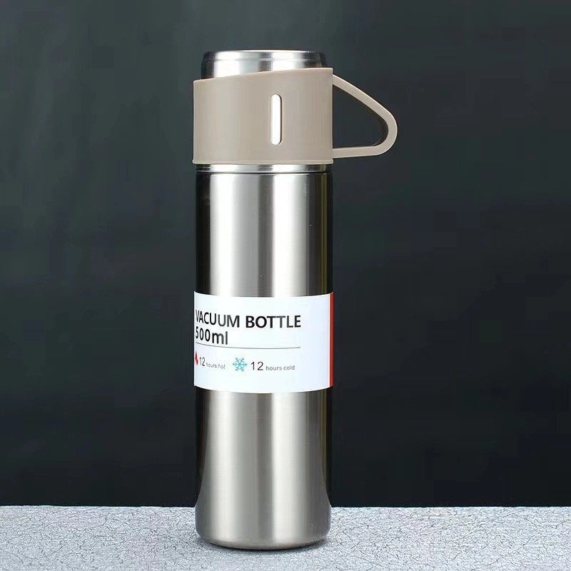 Stainless Steel Thermos Set with Three Lids 500ml for Men Business Tea Gifts with Logo Printing|Drinkware & Tumblers