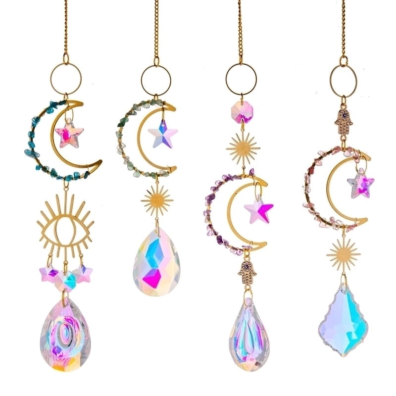 Sparkling Moon and Star Pendant with Faux Crystals | Jewelry & Accessories
