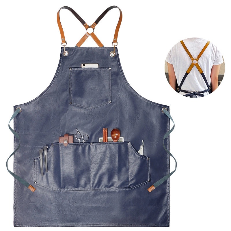 Waterproof PU Leather Apron Soft Oil-Resistant Hair Dyeing Cooking Workwear Household Use|Kitchen & Work Aprons