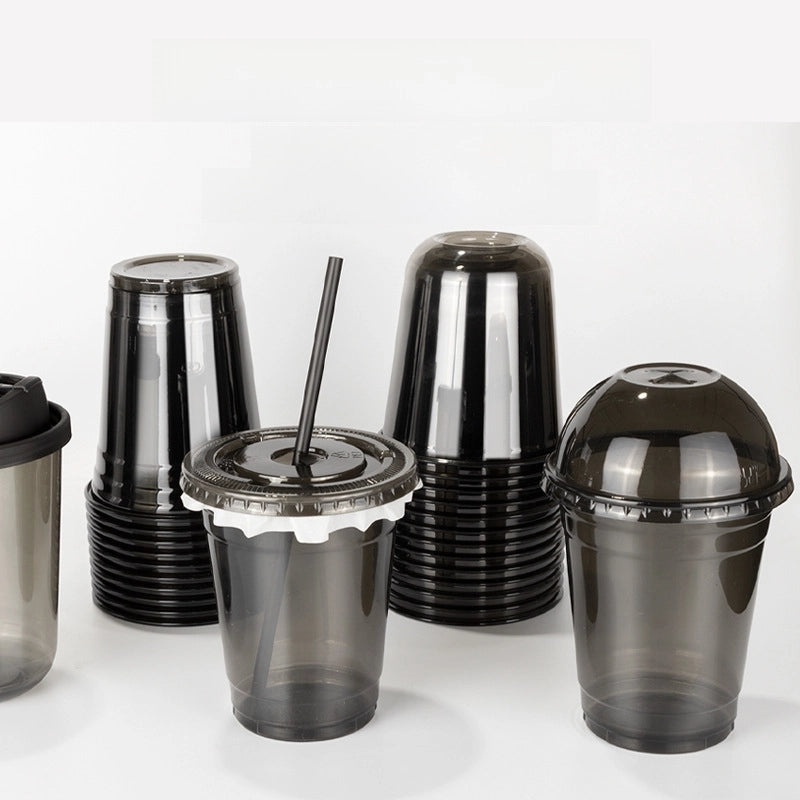 Disposable Black PET Plastic Coffee Cup with Lid for Iced Drinks | Beverage Cups & Accessories