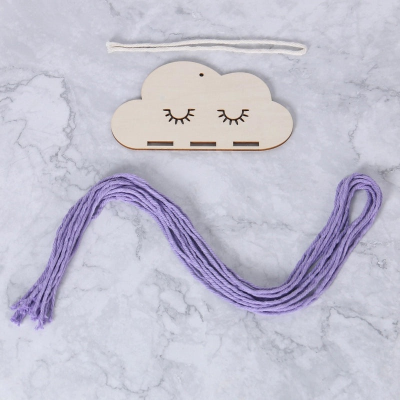 Nordic Style Cloud Wood Chip Hair Clip Holder with Decorative Wall Pendant | Hair Accessories Storage