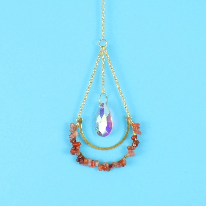 Elegant Water Droplet Copper Pendant with Artificial Crystals | Jewelry & Accessories