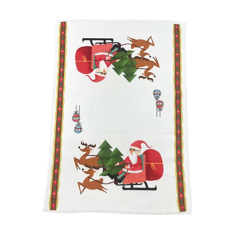 Christmas Casual Holiday Decor Santa Claus Christmas Tree Soft Microfiber Towel|Home & Living Decor