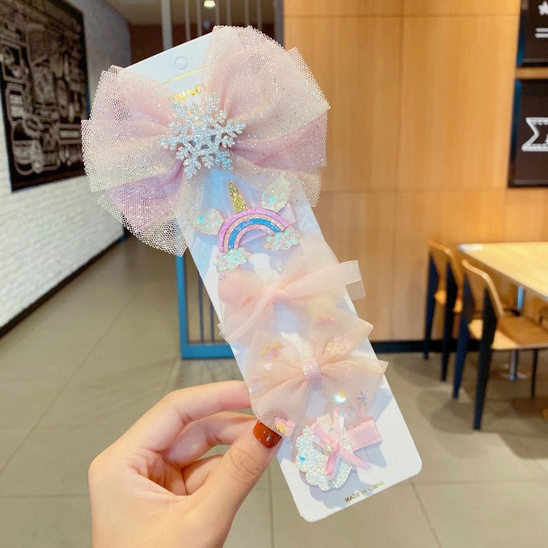 Children's Cartoon Bow Hairpin Set | Kids Hair Accessories