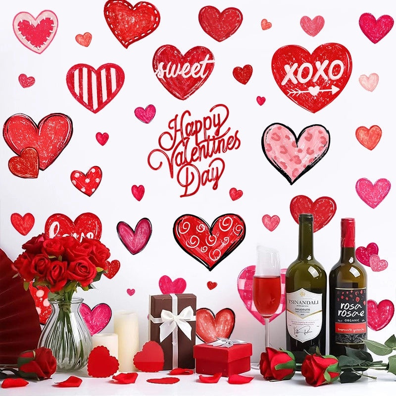 Valentine's Day Heart XOXO PVC Wall Decal Cute Love Home Decoration|Home Decor Wall Stickers