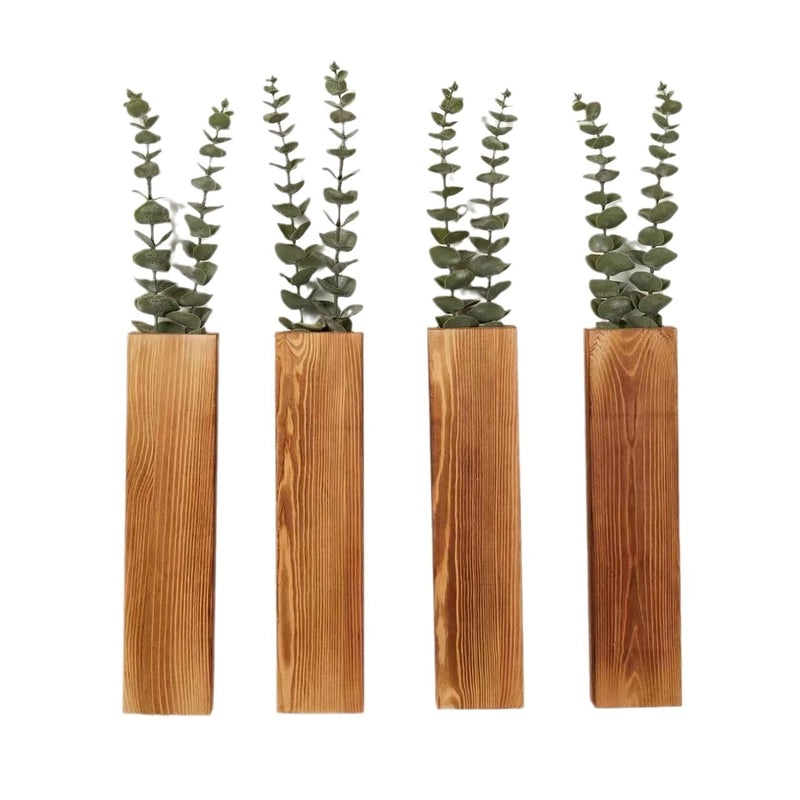 Solid Pine Wood Wall Vase for Dried Flowers | Home Decor