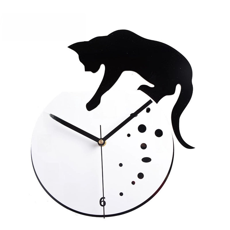 Cute Cartoon Fish Tank Kitten Wall Clock|Home Decor Wall Clocks