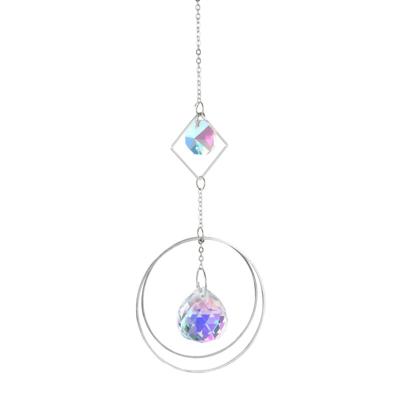 Celestial Geometric Moon Pendant with Crystal Charm|Jewelry & Accessories