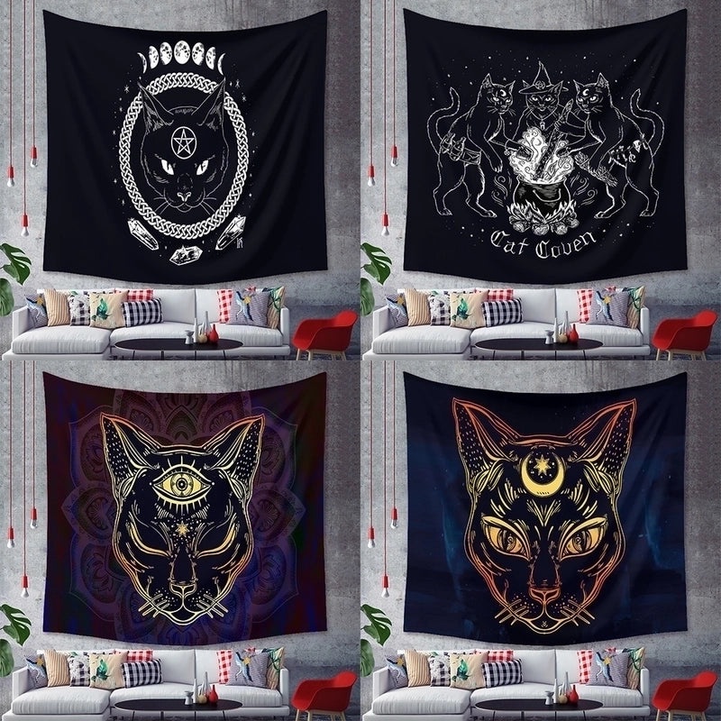 Black Cat Wall Tapestry for Home Decor | Home Decor & Wall Art