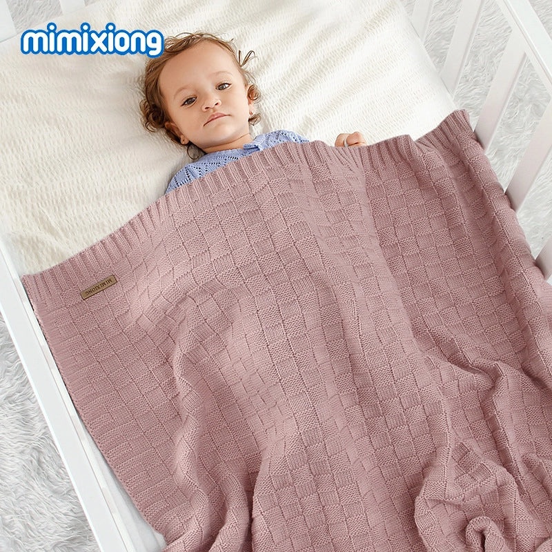 Unisex Baby Solid Color Knitted Blanket Windproof Cover Soft Warm Wrap|Baby Accessories