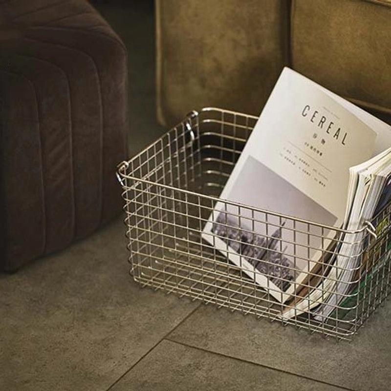 Sleek Solid Color Stainless Steel Storage Basket|Home Storage & Organization