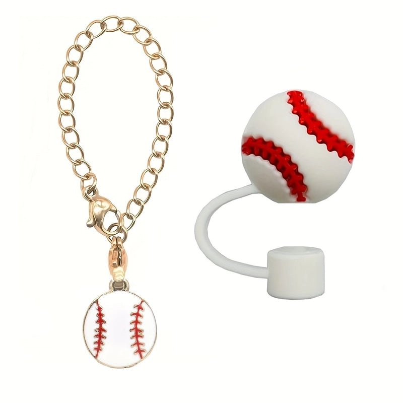 Cute Basketball Football Silicone Straw Cap Set for Kids | Drinkware Accessories
