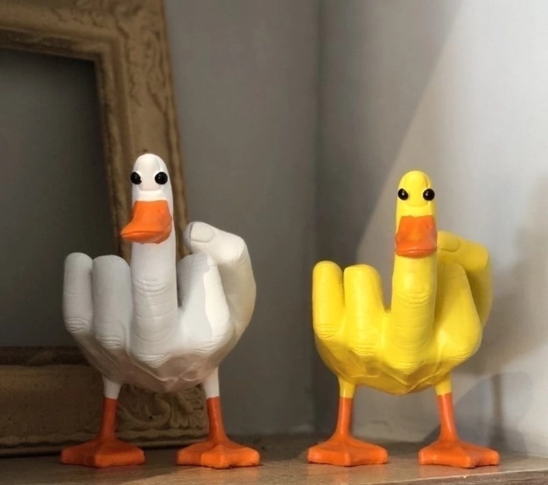 Playful Middle Finger Duck Resin Figurine | Home Decor Ornaments
