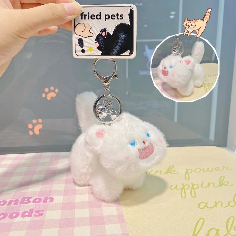 Cute Fried Fur Pet Plush Doll Keychain Pendant Cartoon Style Creative Couple Bag Charm|Keychains & Bag Accessories