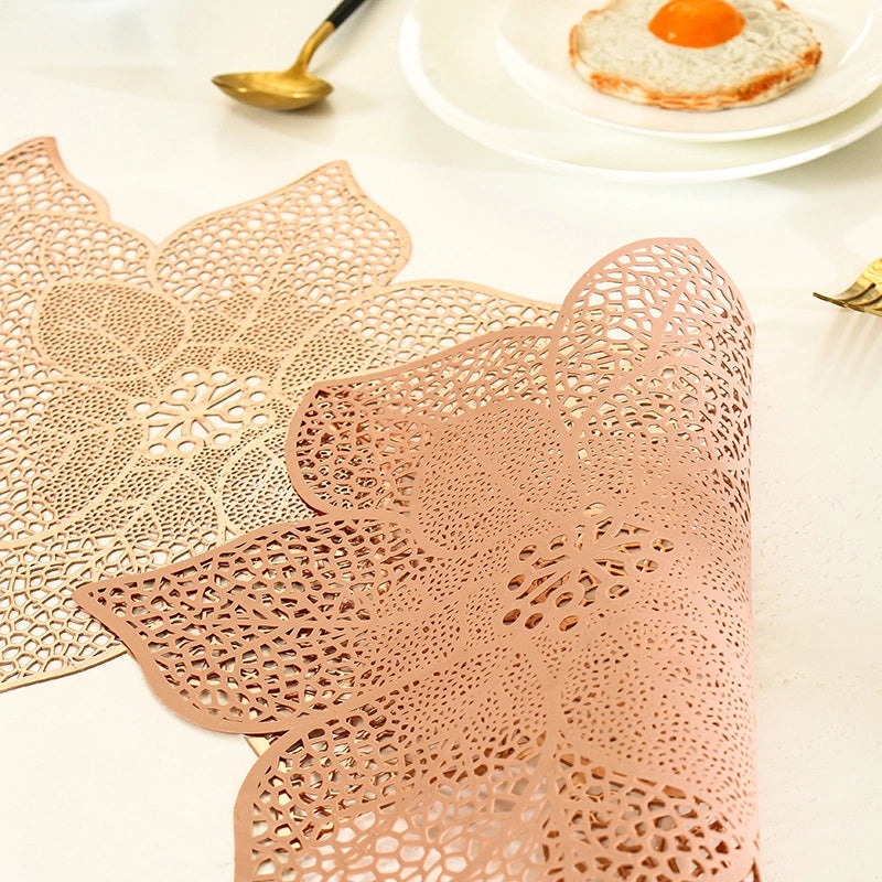 Nordic Creative PVC Table Runner with Irregular Flower Hollow Design | Home Decor Table Linen