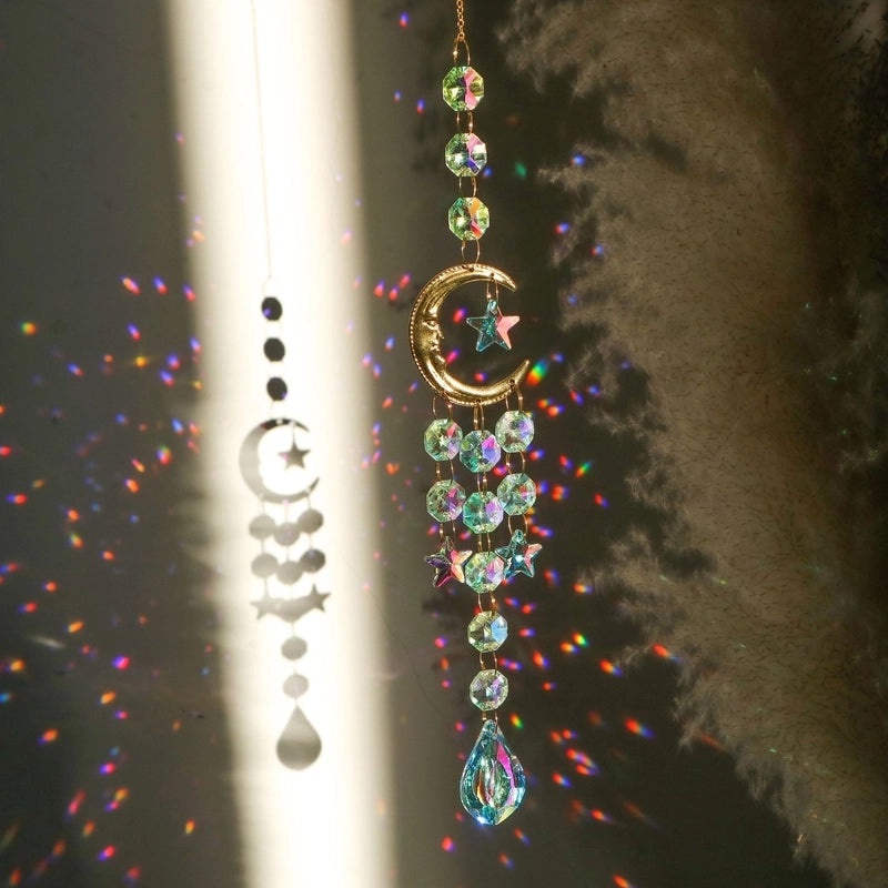 Elegant Moon and Water Droplets Crystal Pendant | Women's Jewelry Accessories