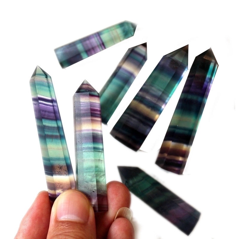 Minimalist Rainbow Fluorite Geometric Crystal Decor | Home Decor & Accessories
