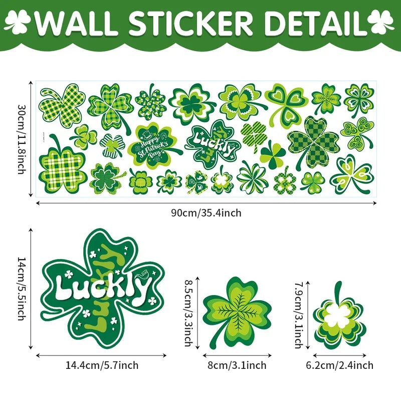 St. Patrick's Day Shamrock Cartoon PVC Wall Decor|Home Decor