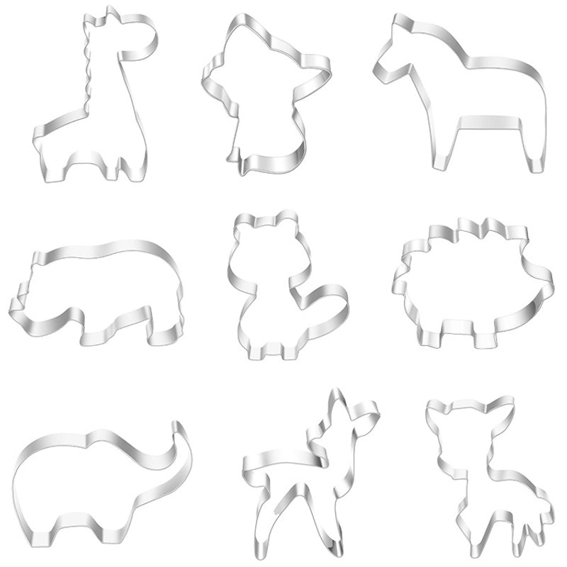 Adorable Animal Design 9-Piece Solid Color 430 Stainless Steel Bakeware Set|Kitchen & Dining Cookware