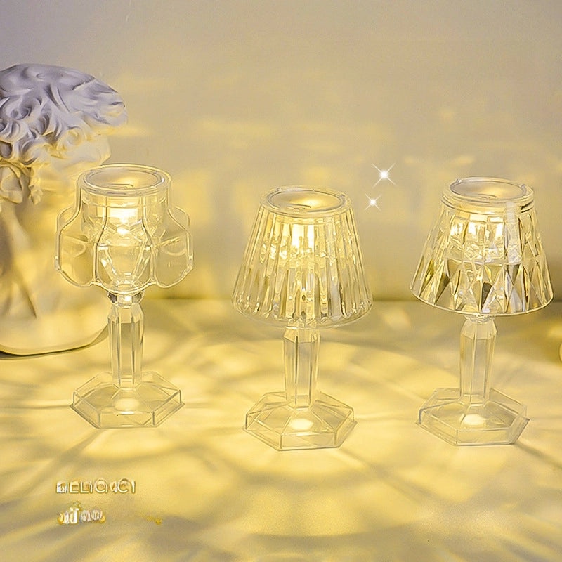 Hexagonal LED Crystal Desk Lamp Small Night Light Creative Bedside Bedroom Lamp Atmosphere Gift for Girlfriend|Home Decor & Lighting
