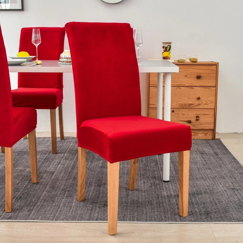 Gold Velvet Plush Chair Cover Elastic Slipcover for Dining Computer Seat Home Hotel Use|Home Decor Chair Covers