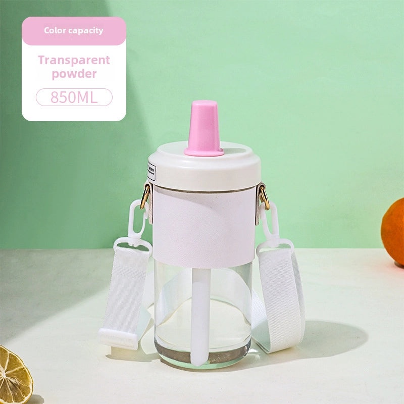 Creative Large Capacity Plastic Straw Cup with Portable Rope for Girls | Outdoor Sports Drinkware