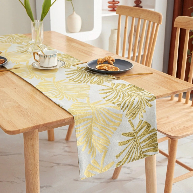 Elegant Minimalist Leaf Design Polyester Tablecloth for Casual and Formal Dining|Table Linens & Covers
