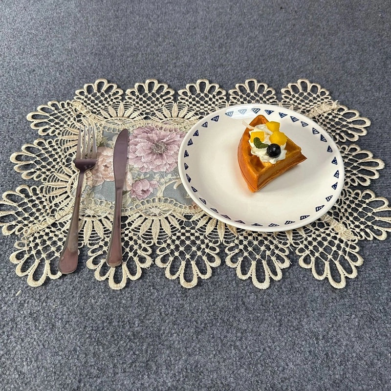 Elegant Floral Lace Polyester Placemat Single Piece|Home Decor & Tableware