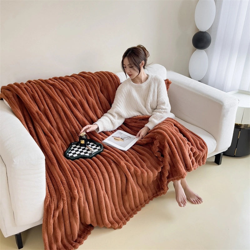 Cozy Solid Color Flannel Throw Blanket for Bedding and Home Use|Blankets & Throws