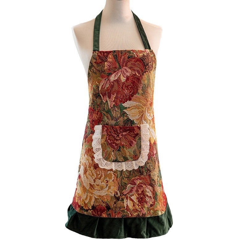 Floral Pattern Polyester Kitchen Apron for Cooking 1 Piece|Kitchen & Dining Accessories