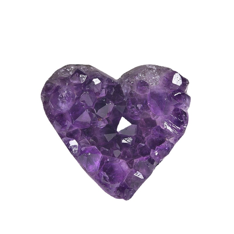 Minimalist Heart Shaped Amethyst Stone Ornament for Indoor Home Decor