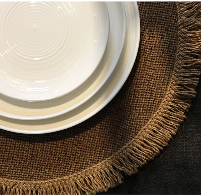 Chinoiserie Style Wooden Placemat for Vacation Dining Solid Color|Home Decor Tableware