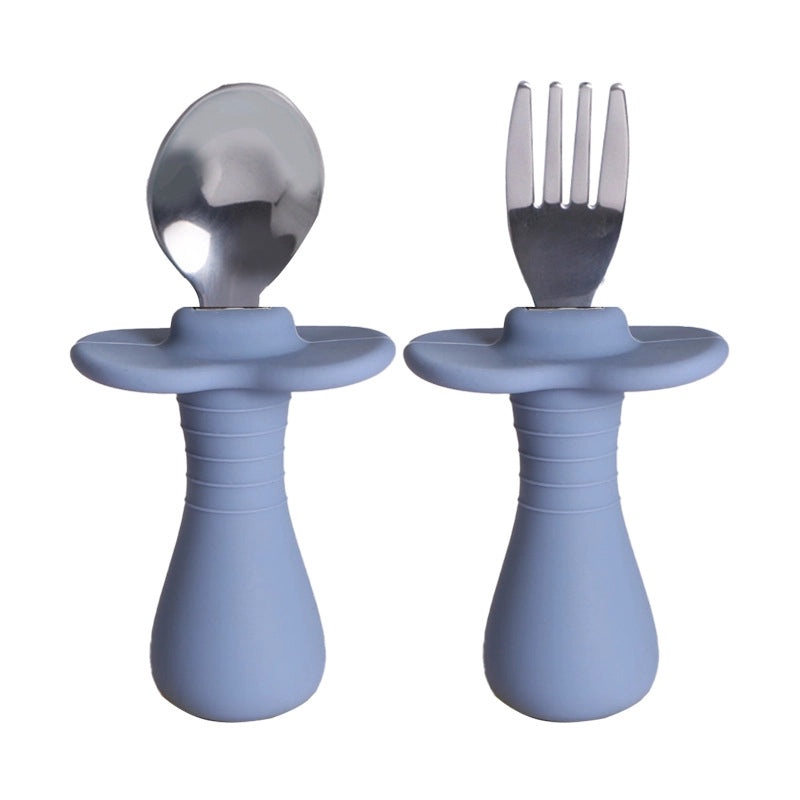 Baby Silicone Training Fork and Spoon Set for Kids | Kids Tableware
