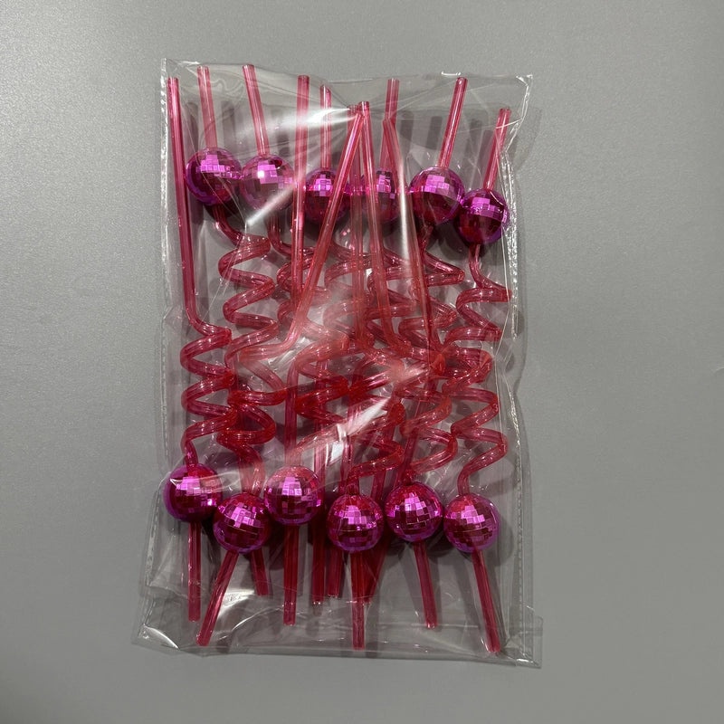 2024 New Disco Mirror Ball Mosaic Plastic Straw for Party Decoration | Party Supplies