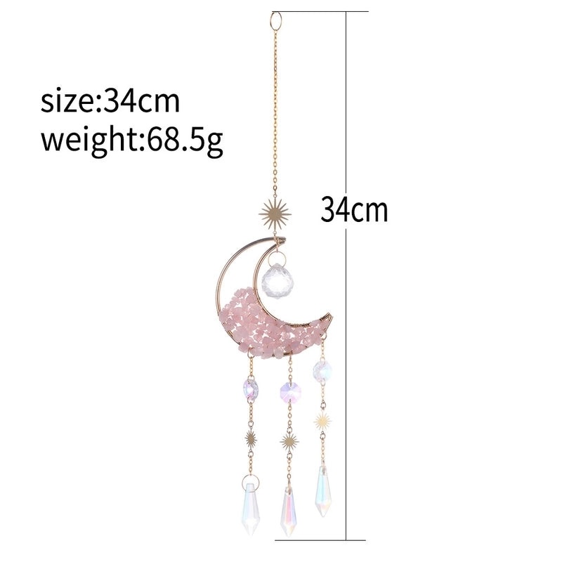Sparkling Star and Moon Crystal Glass Suncatcher Wind Chime | Home Decor Wall Art