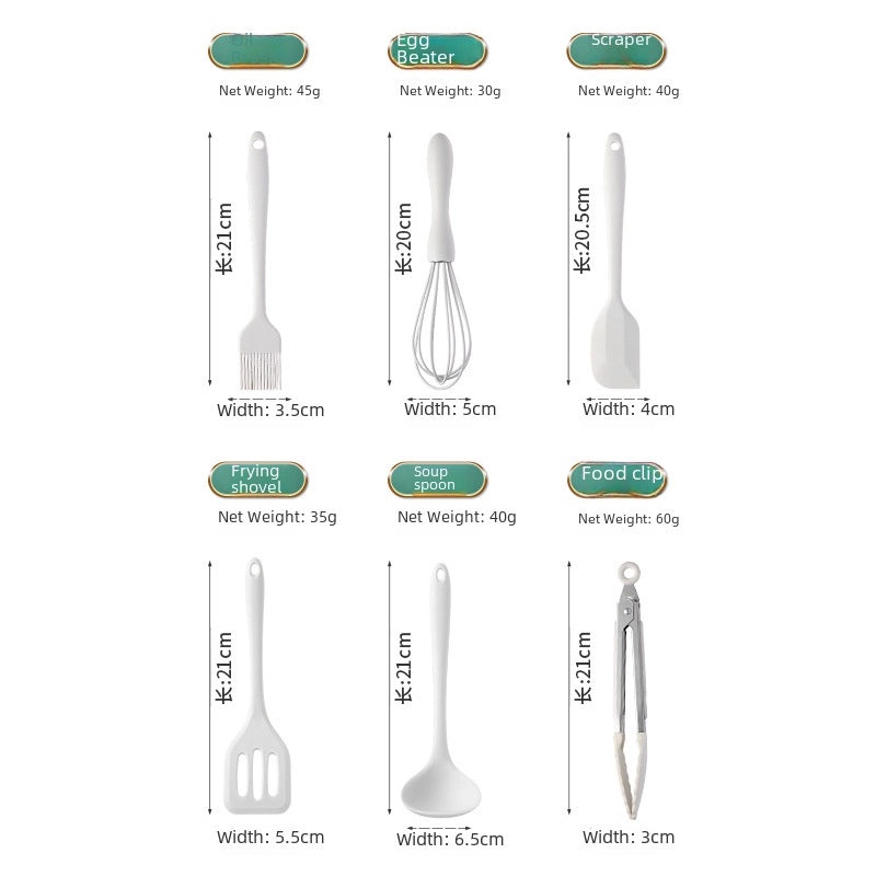 6-piece Silicone Baking Tool Set Cake Scraper Spatula Egg Beater Oil Brush Heat Resistant|Kitchen Baking Utensils