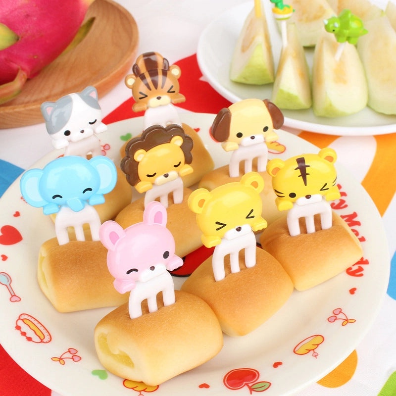 Japanese Resin Kids Fork Set Cute Animal Bread Fruit Design|Children's Tableware