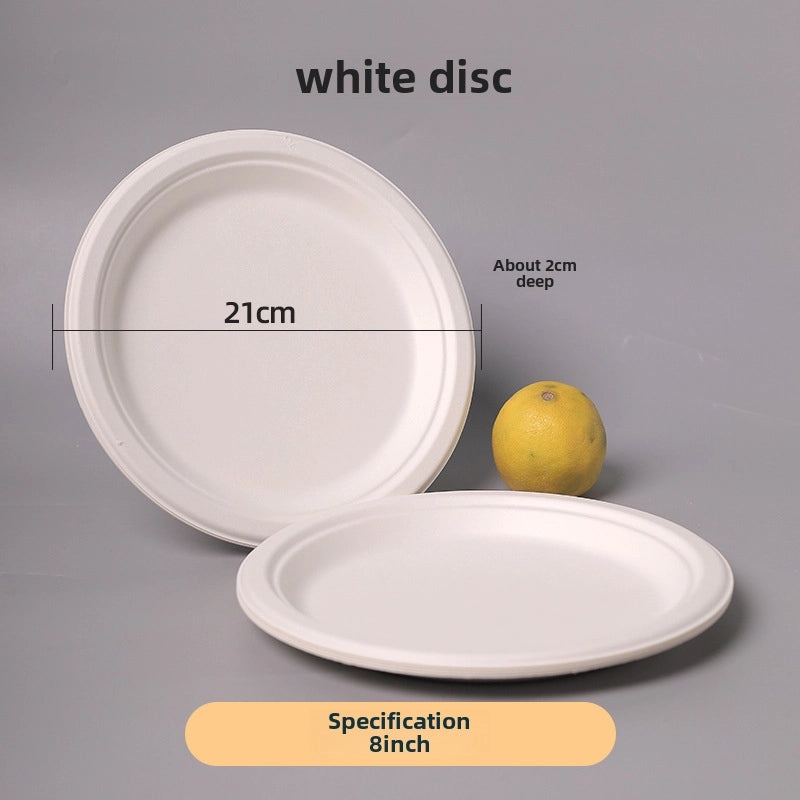 Disposable Biodegradable Sugarcane Pulp Paper Plates Thickened Dinner Plates for BBQ Cake Kindergarten DIY | Party Supplies & Disposable Tablewar