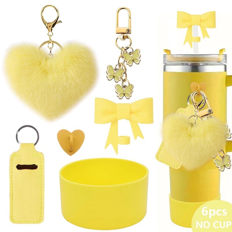 Red Heart Butterfly Bow Knot Silicone Straw Caps, 6-Pack | Drinkware Accessories