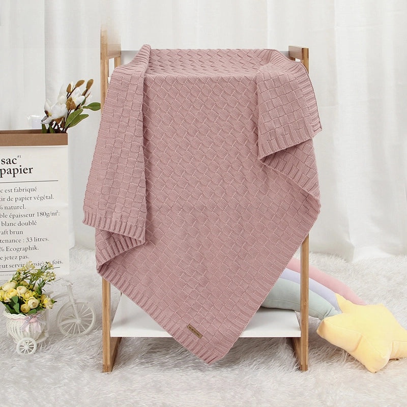 Unisex Baby Solid Color Knitted Blanket Windproof Cover Soft Warm Wrap|Baby Accessories