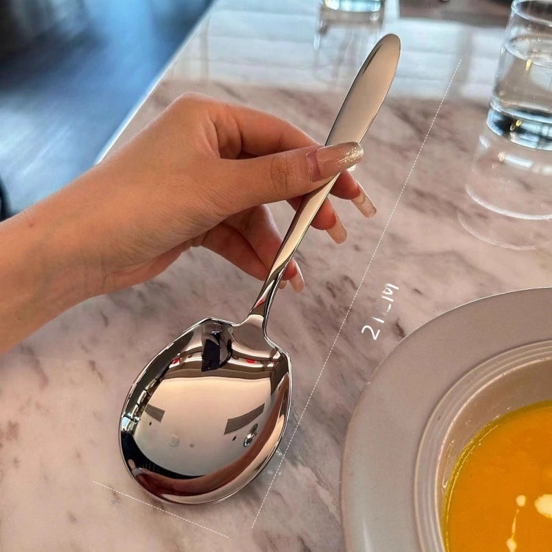 Thickened Stainless Steel Split Spoon Large Long Handle Serving Spoon for Restaurant Buffet Hotel Kitchen|Kitchen & Dining Utensils